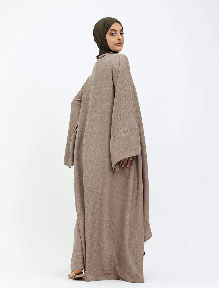 Mocha Linen Feel Wrap Co Ord Set
